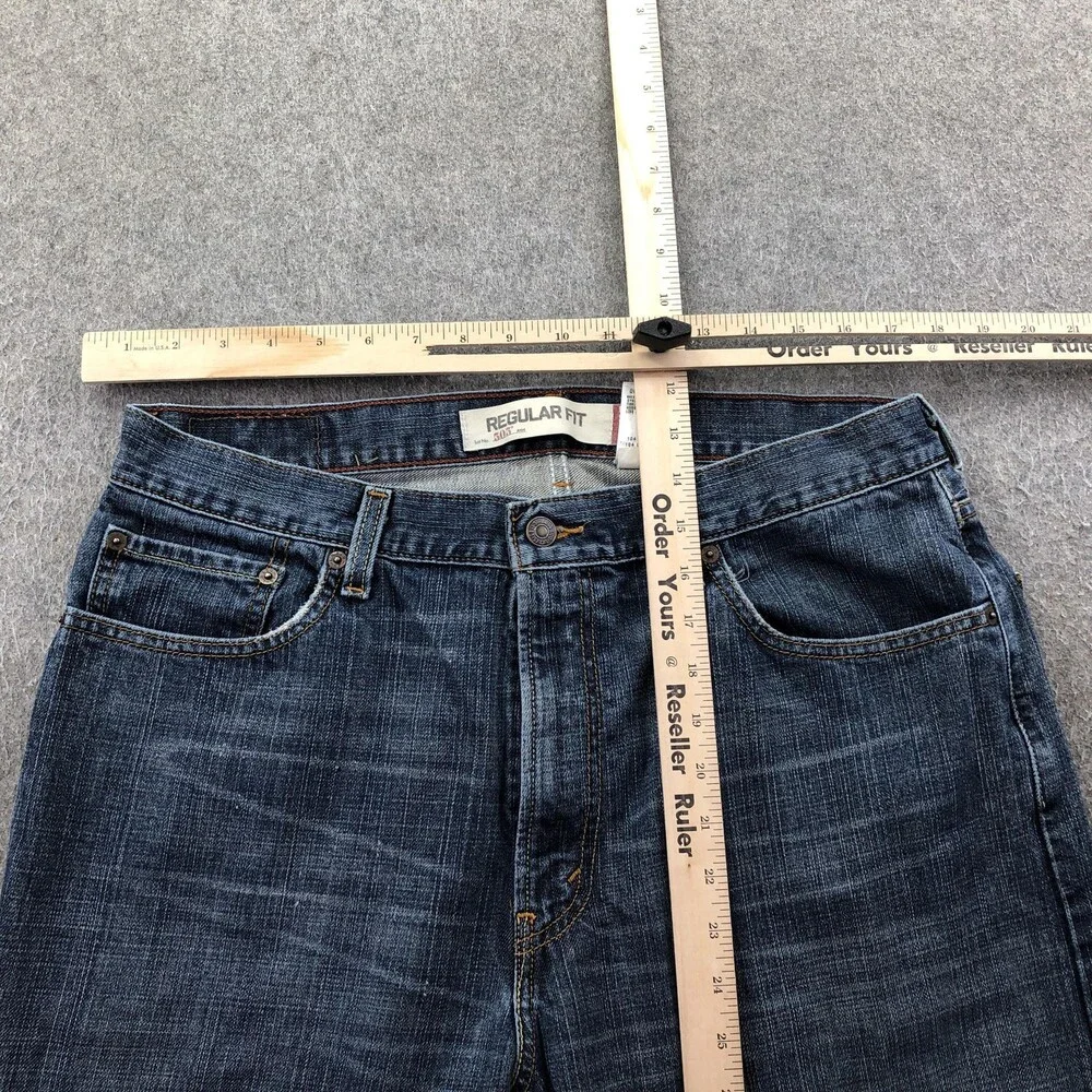 Levis 505 Jeans Mens 36x32 Blue Medium Wash Regular Straight Denim Pants Casual